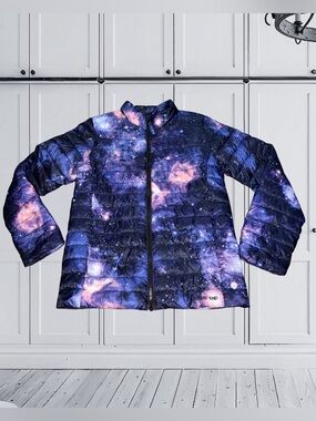 Lands' End Kids Cosmic Galaxy Space Puffer Jacket Size Medium 10-12
